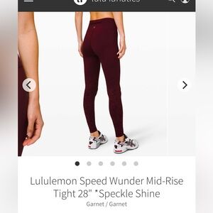 lululemon speeds wunder, mid rise, speckled shine, sz 4